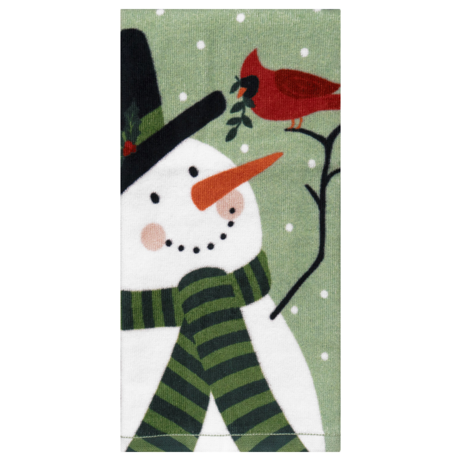slide 1 of 2, December Home Bird Watching Snowman Digital Print Velour Kitchen Towel, 16 In X 25 In, 1 ct