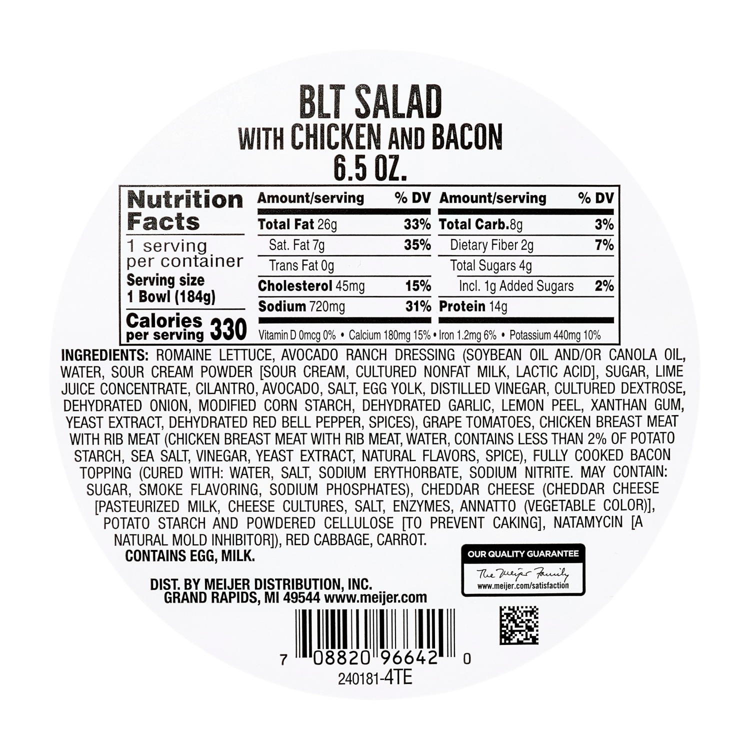 slide 2 of 3, Fresh from Meijer Salad Bowl, BLT with Chicken & Bacon, 6.5 oz, 6.5 oz