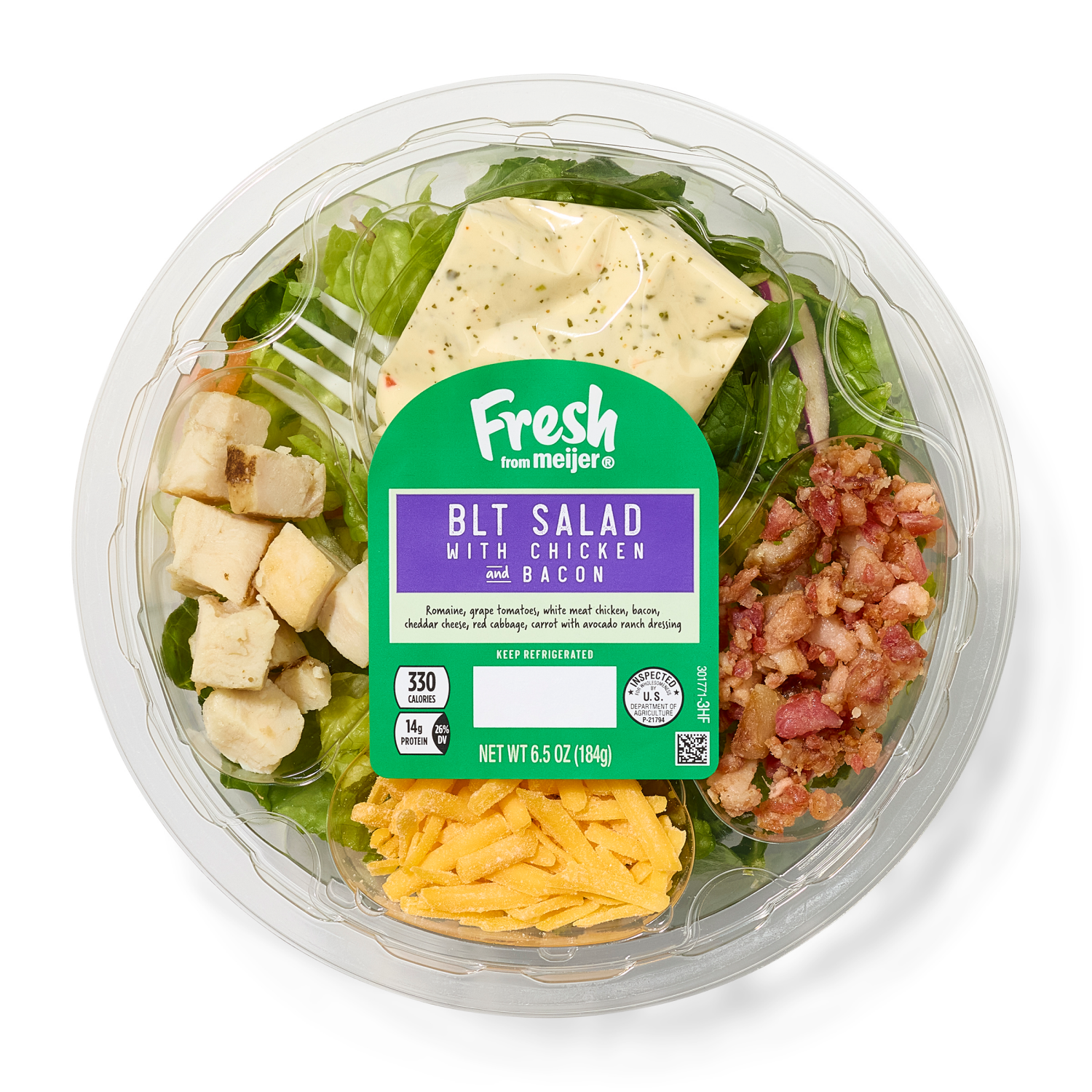 slide 1 of 3, Fresh from Meijer Salad Bowl, BLT with Chicken & Bacon, 6.5 oz, 6.5 oz