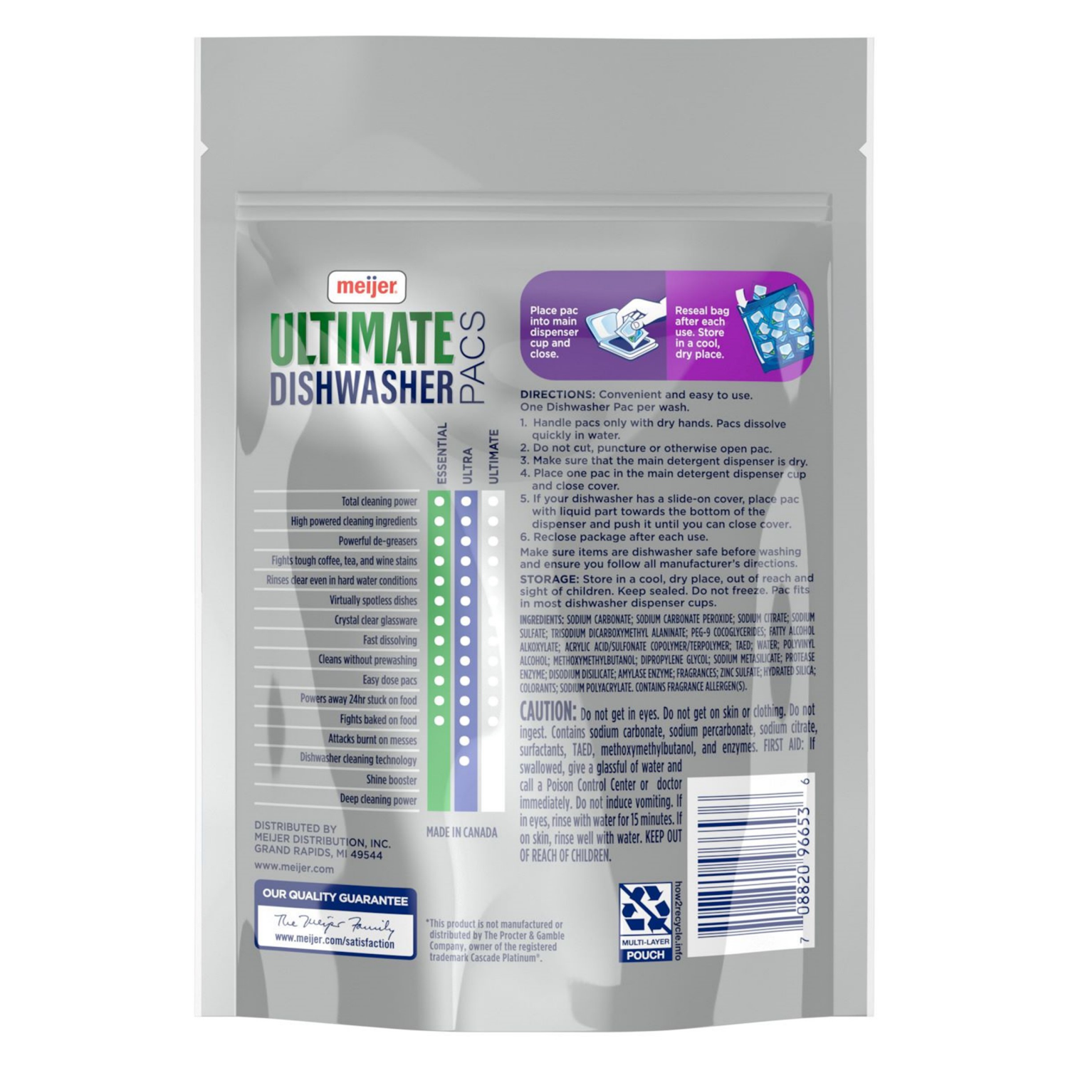 slide 2 of 3, Meijer Ultimate Dishwasher Pacs, Fresh Scent, 14 ct