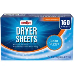 Meijer Fabric Softener Dryer Sheets, Linen Breeze, 160 Sheets