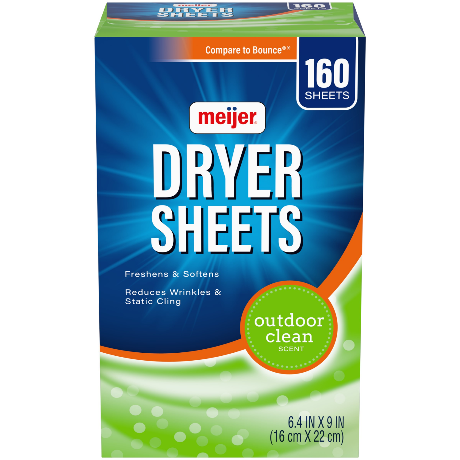 slide 2 of 2, Meijer Fabric Softener Dryer Sheets, Outdoor Clean scent, 160 ct