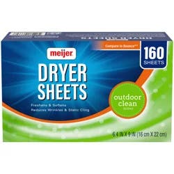 Meijer Fabric Softener Dryer Sheets, Outdoor Clean scent