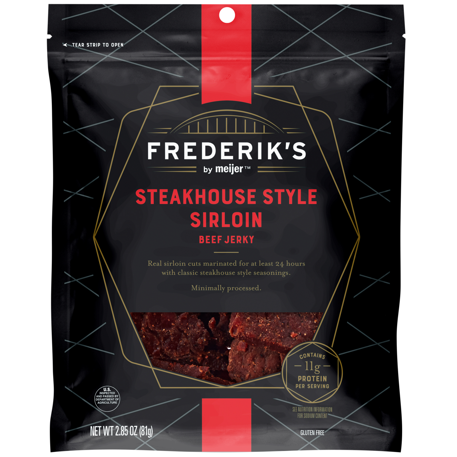 slide 1 of 2, FREDERIKS BY MEIJER Frederiks Jerky Steakhouse Sirloin, 2.85 oz