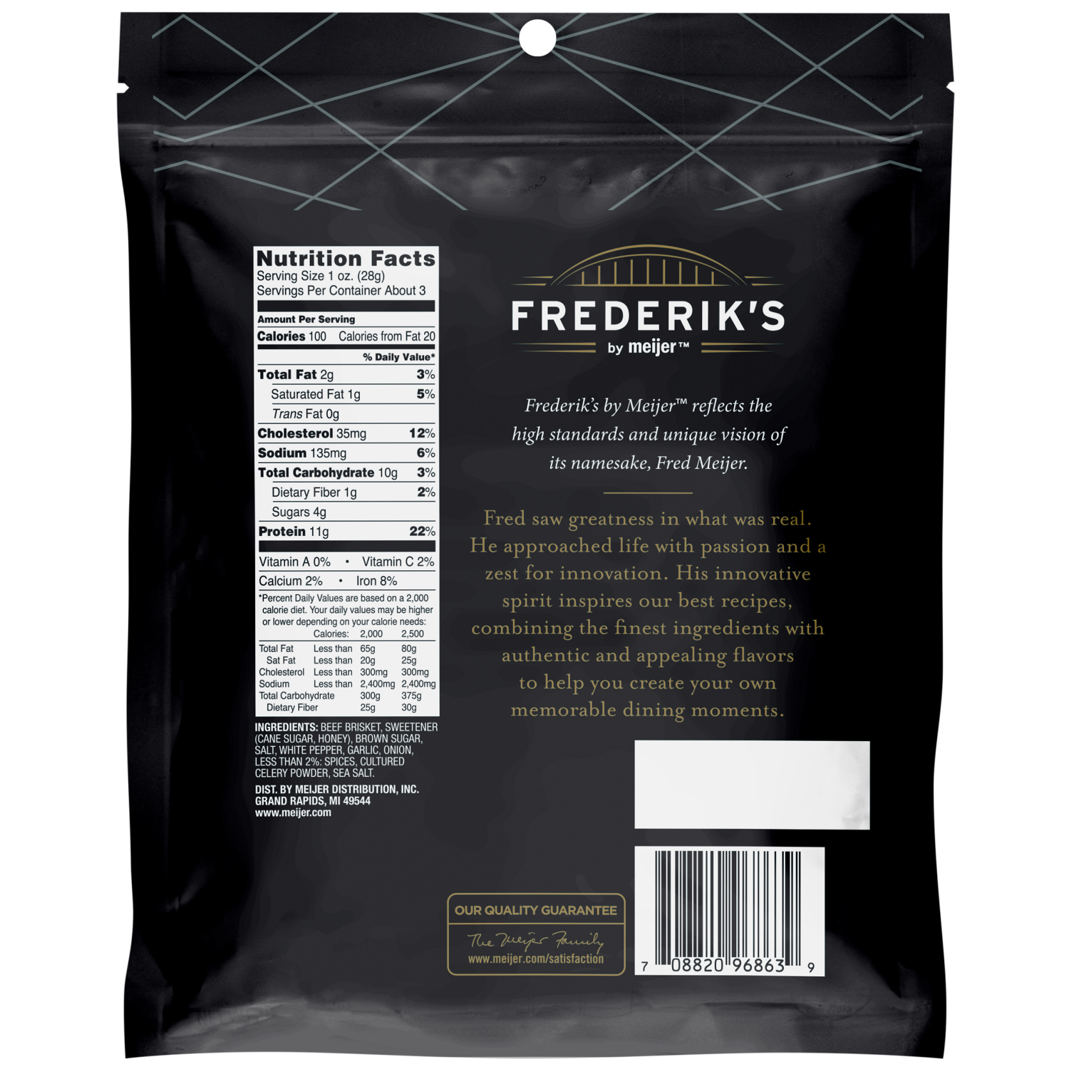 slide 2 of 2, Frederik's By Meijer Southwest Style BBQ Brisket Beef Jerky, 2.85 oz