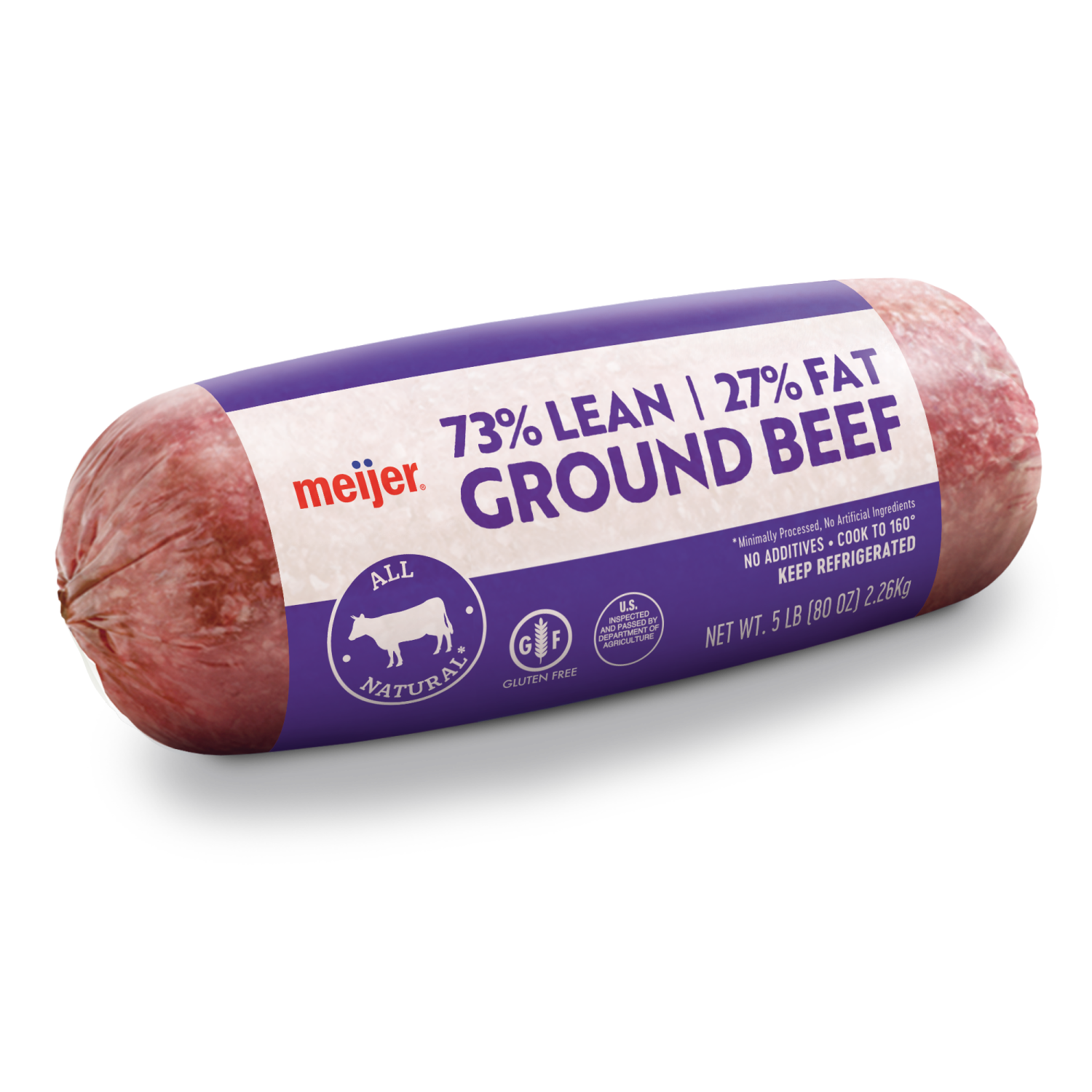 slide 3 of 3, Meijer 73/27 Ground Beef , 5 lb