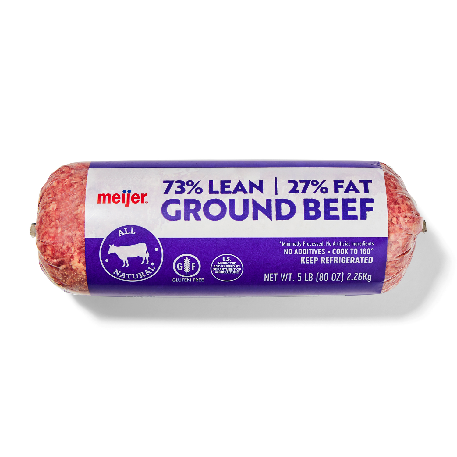 slide 1 of 3, Meijer 73/27 Ground Beef , 5 lb