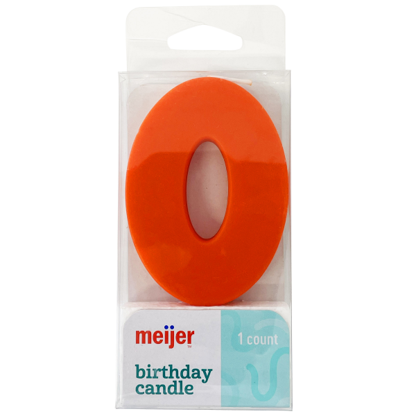 slide 7 of 13, Meijer Extra Large Birthday Candle, Number 0, Assorted Colors, 3", 1 ct