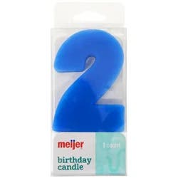 Meijer Extra Large Birthday Candle, Number 2, Assorted Colors, 3"