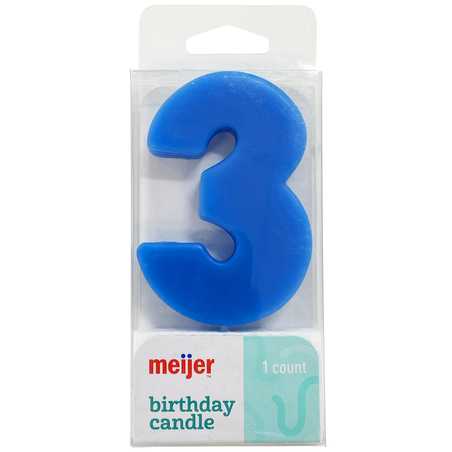 slide 1 of 4, Meijer Extra Large Birthday Candle, Number 3, Assorted Colors, 3", 1 ct
