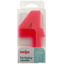 Meijer Extra Large Birthday Candle, Number 4, Assorted Colors, 3"