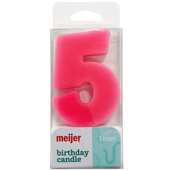 slide 8 of 13, Meijer Extra Large Birthday Candle, Number 5, Assorted Colors, 3", 1 ct