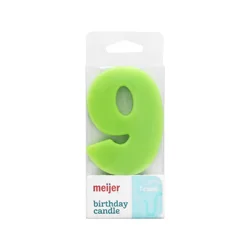 Meijer Extra Large Birthday Candle, Number 9, Assorted Colors, 3"