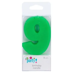 Meijer Extra Large Birthday Candle, Number 9, Assorted Colors, 3"