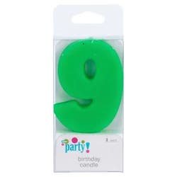 Meijer Extra Large Birthday Candle, Number 9, Assorted Colors, 3"
