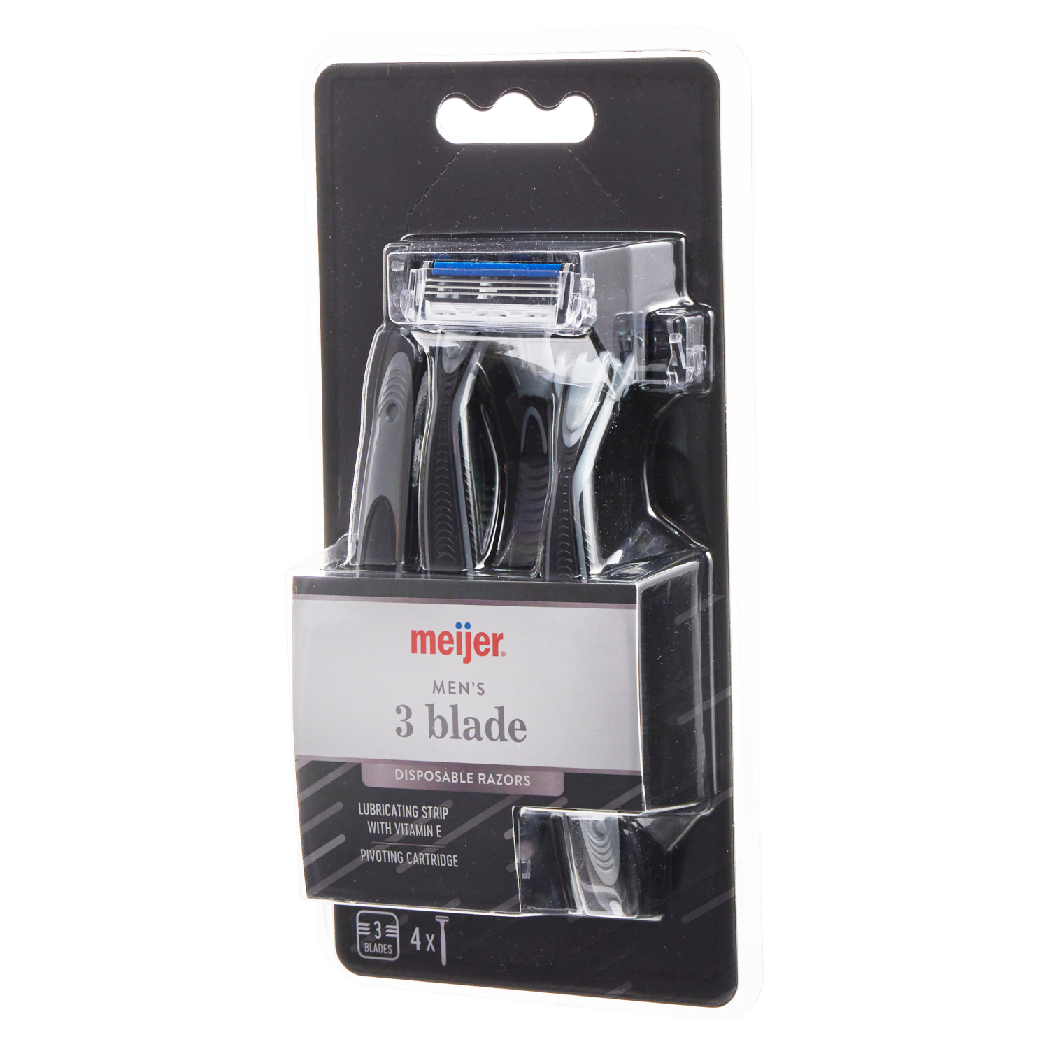 slide 4 of 5, Meijer Mens 3 Blade Disposable Razor, 4 ct