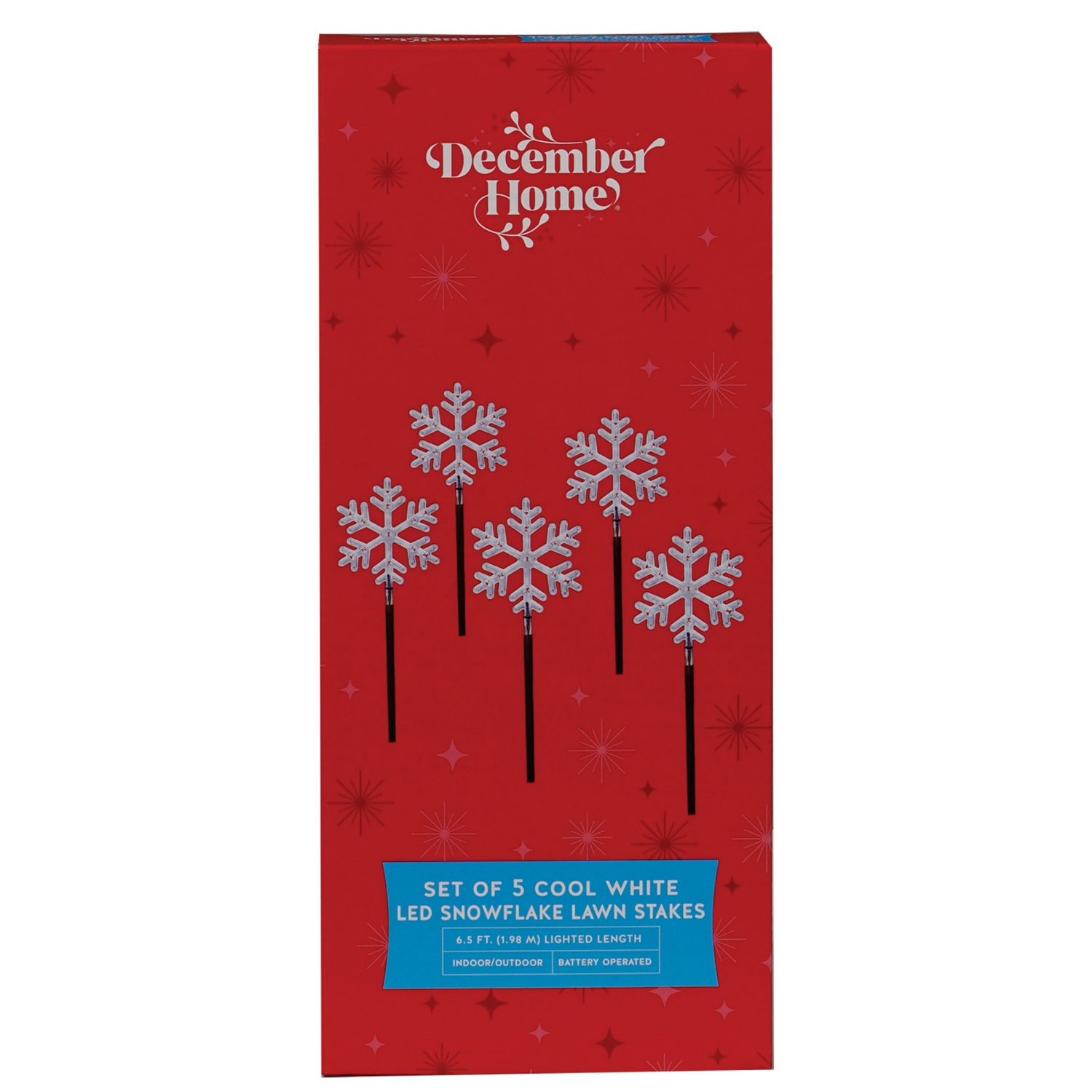 slide 3 of 3, DH B/O LED SNOWFLAKE LAWN STAKE 2AST, 5 ct