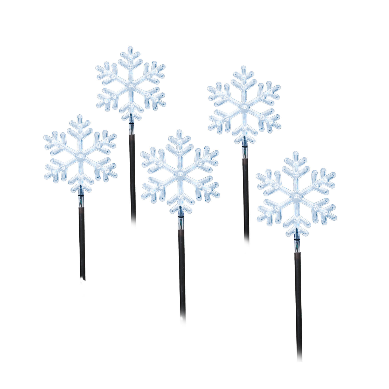 slide 1 of 3, DH B/O LED SNOWFLAKE LAWN STAKE 2AST, 5 ct