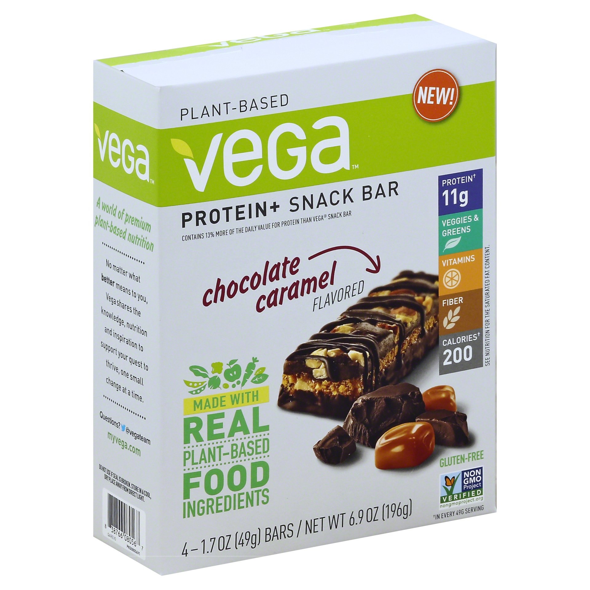 slide 1 of 8, Vega Plant Based Chocolate Caramel Protein Snack Bar, 4 ct; 1.6 oz