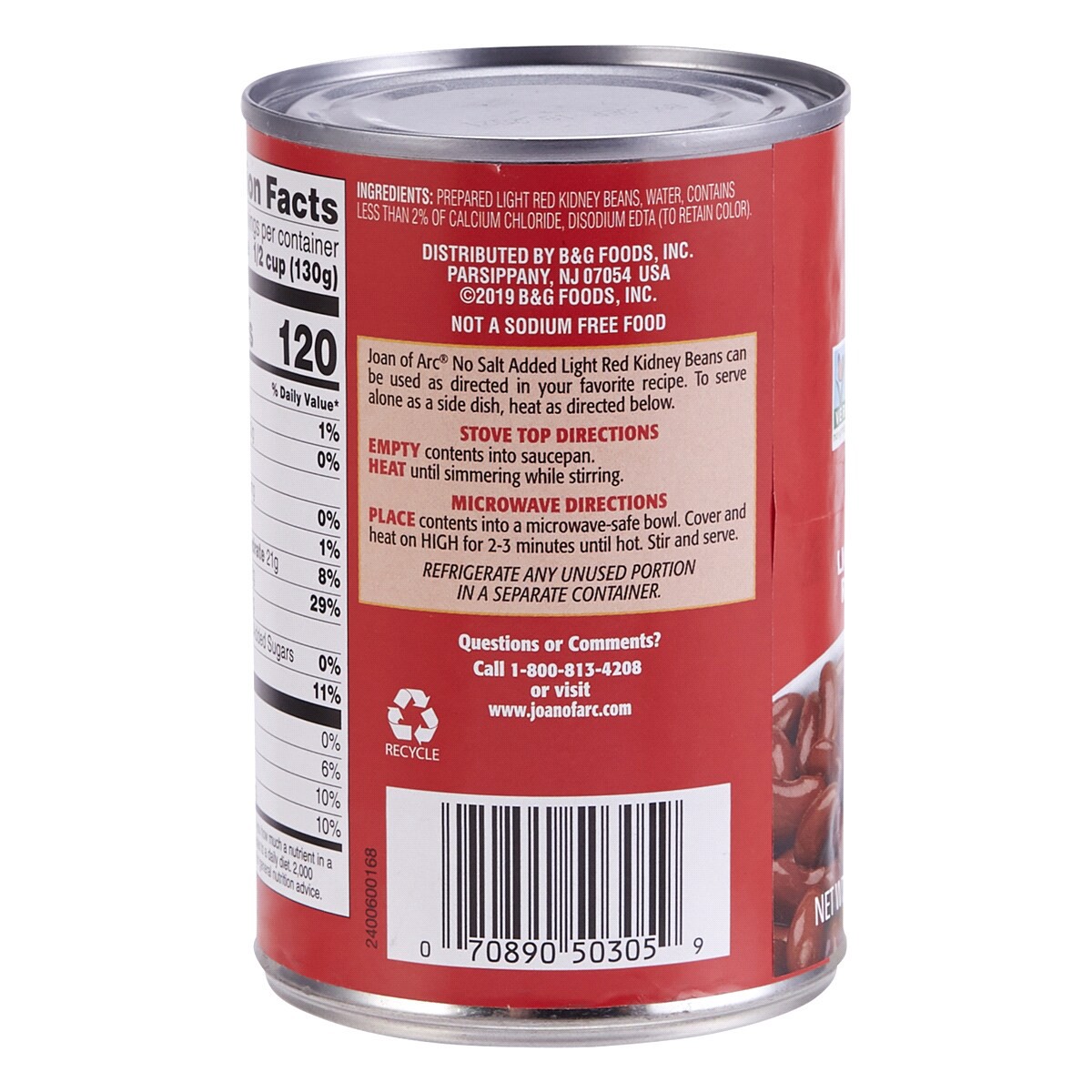 slide 3 of 3, Joan of Arc No Salt Added Light Red Kidney Beans 15.5 oz, 15.5 oz