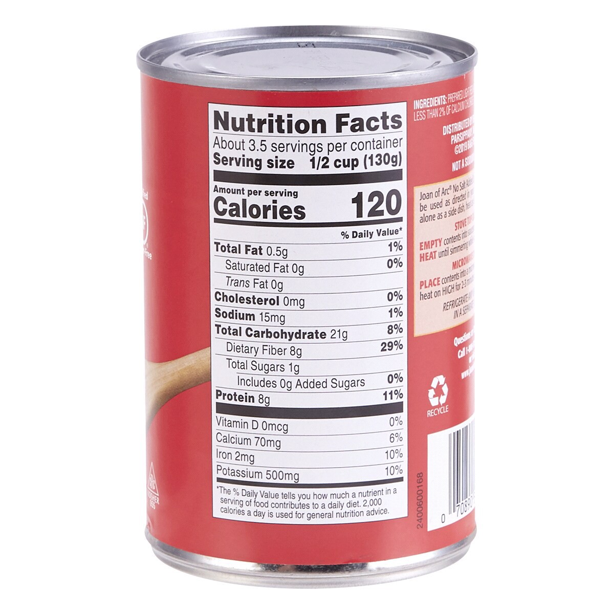 slide 2 of 3, Joan of Arc No Salt Added Light Red Kidney Beans 15.5 oz, 15.5 oz