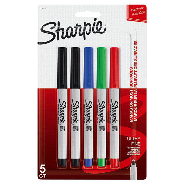 slide 1 of 5, Sharpie Ultra Fine Assorted Permanent Markers, 5 ct