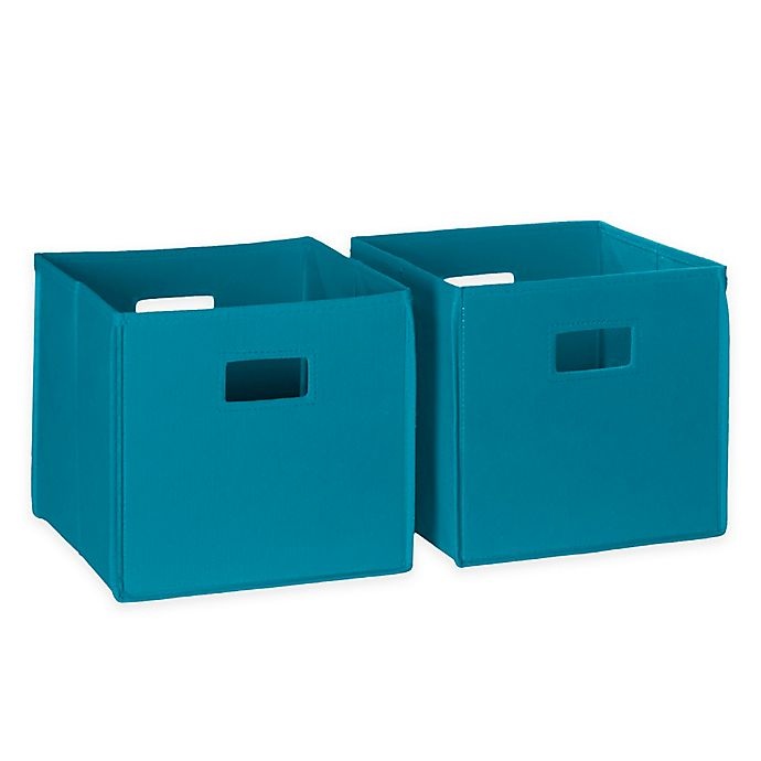 slide 1 of 5, RiverRidge Home Folding Storage Bins for Kids - Turquoise, 2 ct