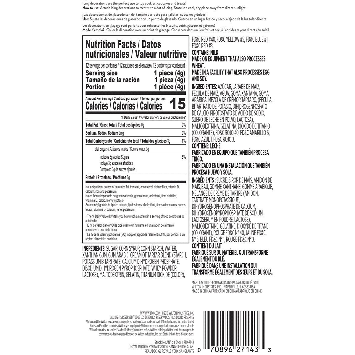 slide 3 of 3, Wilton Bloody Eyeball Icing Decorations, 12 ct