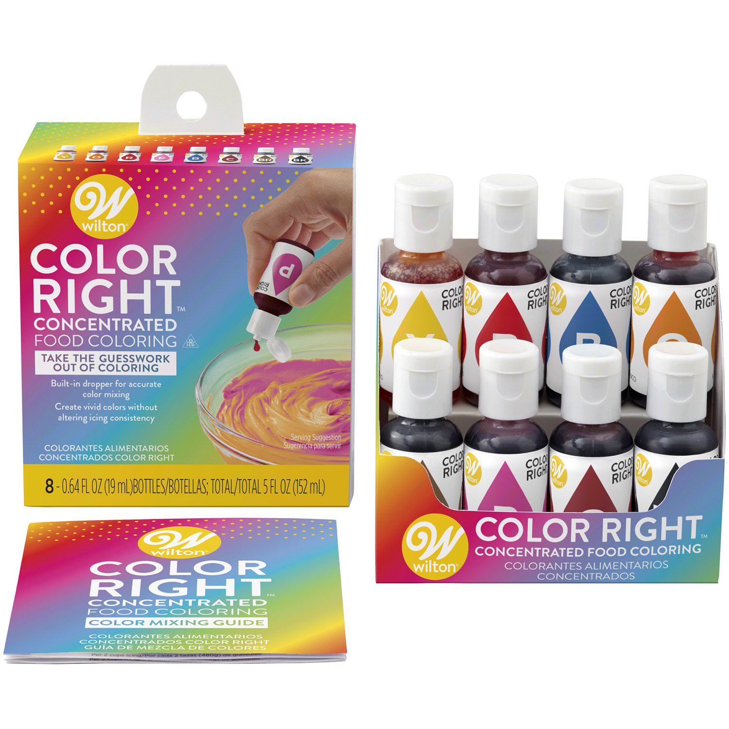 slide 1 of 5, Wilton Color Right Concentrated Food Coloring 8 - 0.64 fl oz Bottles, 8 ct