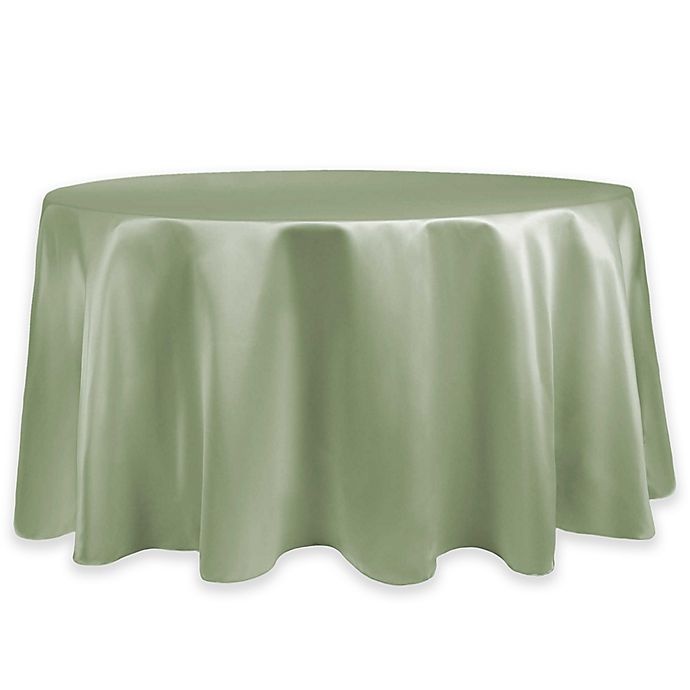 slide 1 of 2, Ultimate Textile Duchess Lamour Satin Round Tablecloth - Sage, 60 in
