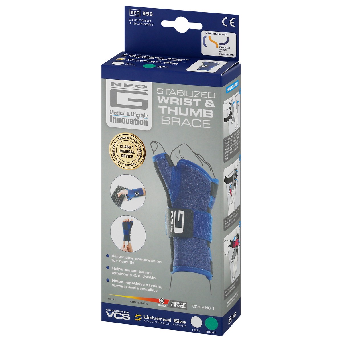 slide 4 of 11, Neo G Universal Size Stabilized Wrist & Thumb Brace 1 ea, 1 ct