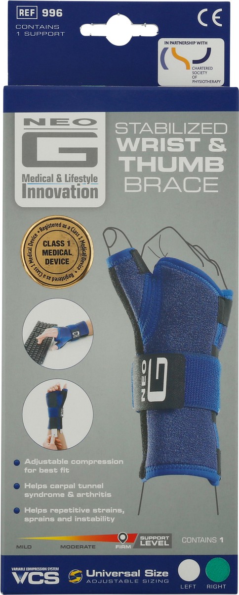 slide 11 of 11, Neo G Universal Size Stabilized Wrist & Thumb Brace 1 ea, 1 ct