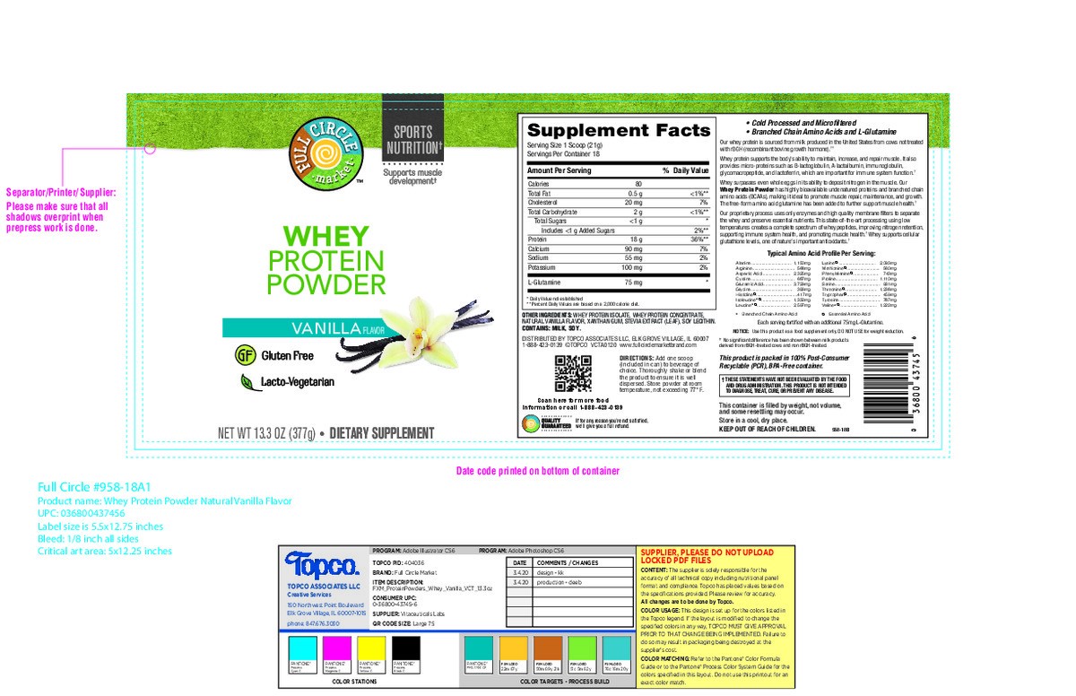 slide 9 of 15, Full Circle Market Vanilla Flavor Whey Protein Powder 13.3 oz, 13.3 oz