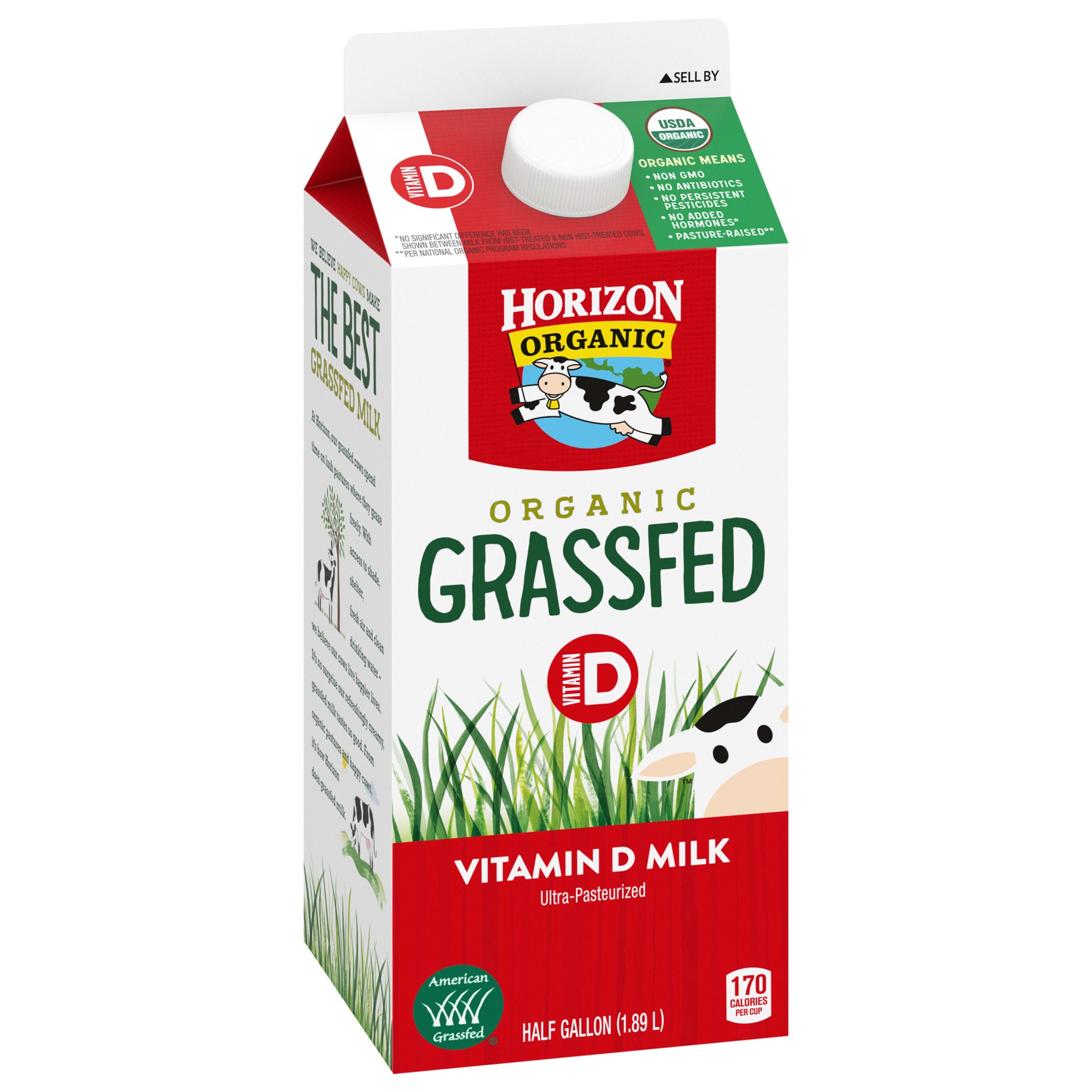slide 5 of 5, Horizon Organic Grassfed Vitamin D Milk, 64 FL OZ Half Gallon Carton, 64 fl oz