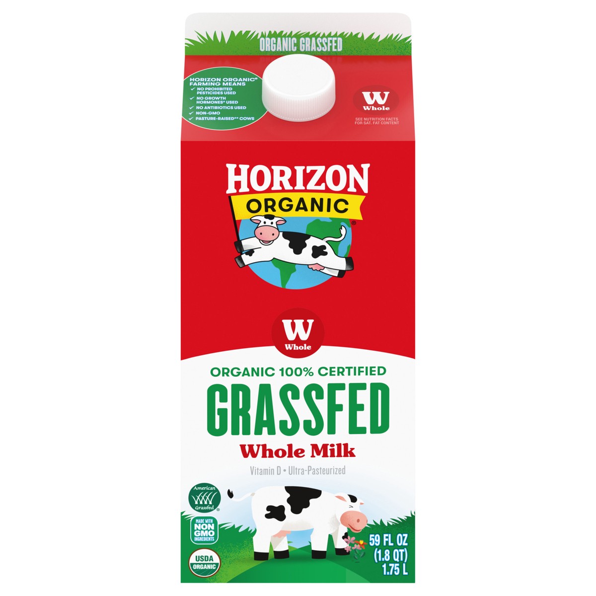 slide 1 of 5, Horizon Organic Grassfed Vitamin D Whole Milk, 59 FL OZ Carton, 59 fl oz