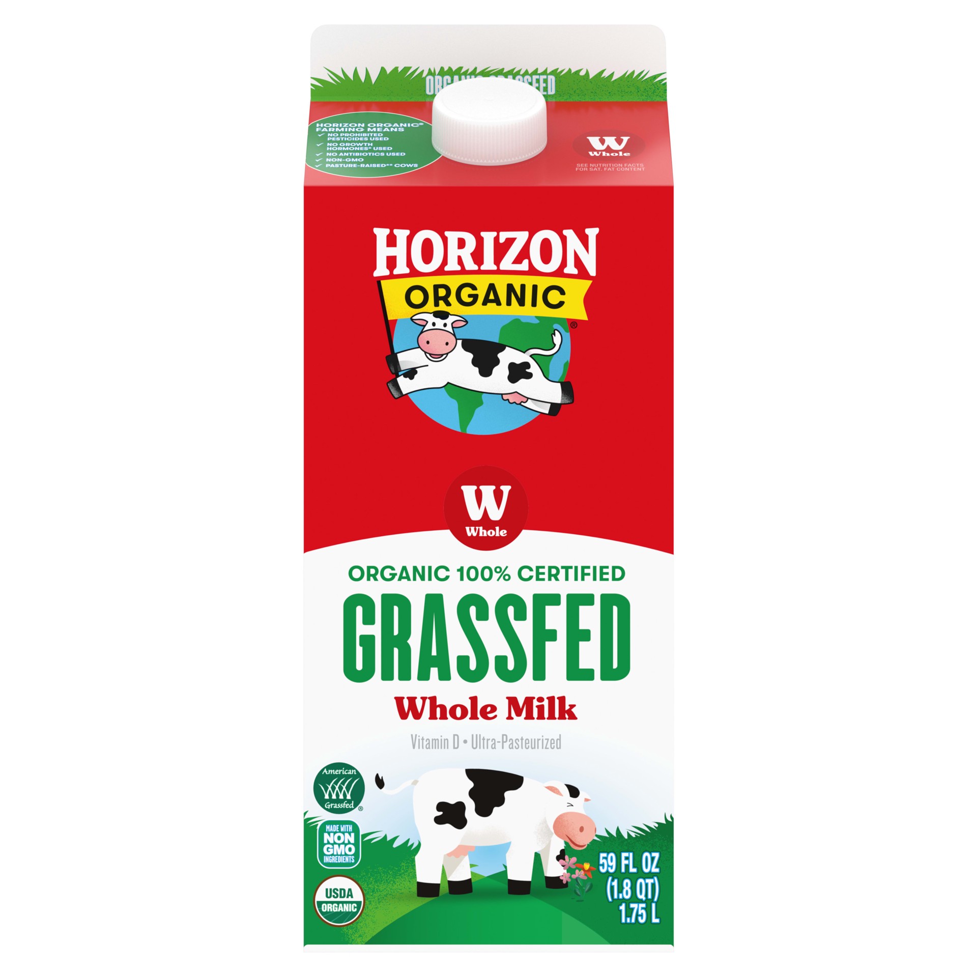 slide 1 of 5, Horizon Organic Grassfed Vitamin D Milk, 59 FL OZ Carton, 59 fl oz