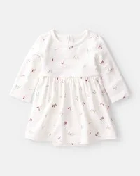 Carter's Baby Girl Paint Print PurelySoft Short-Sleeve Bodysuit Dress - Ivory NB