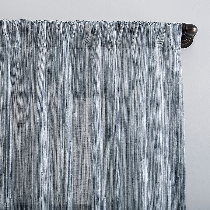 slide 2 of 6, Archaeo Bamboo Stripe Cotton Sheer Window Curtain - Blue, 84 in