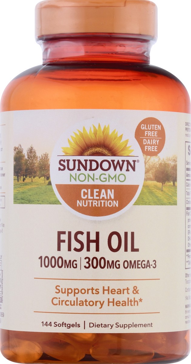 slide 3 of 9, Sundown Non-GMO 1000 mg Softgels Fish Oil 144 ea, 144 ct