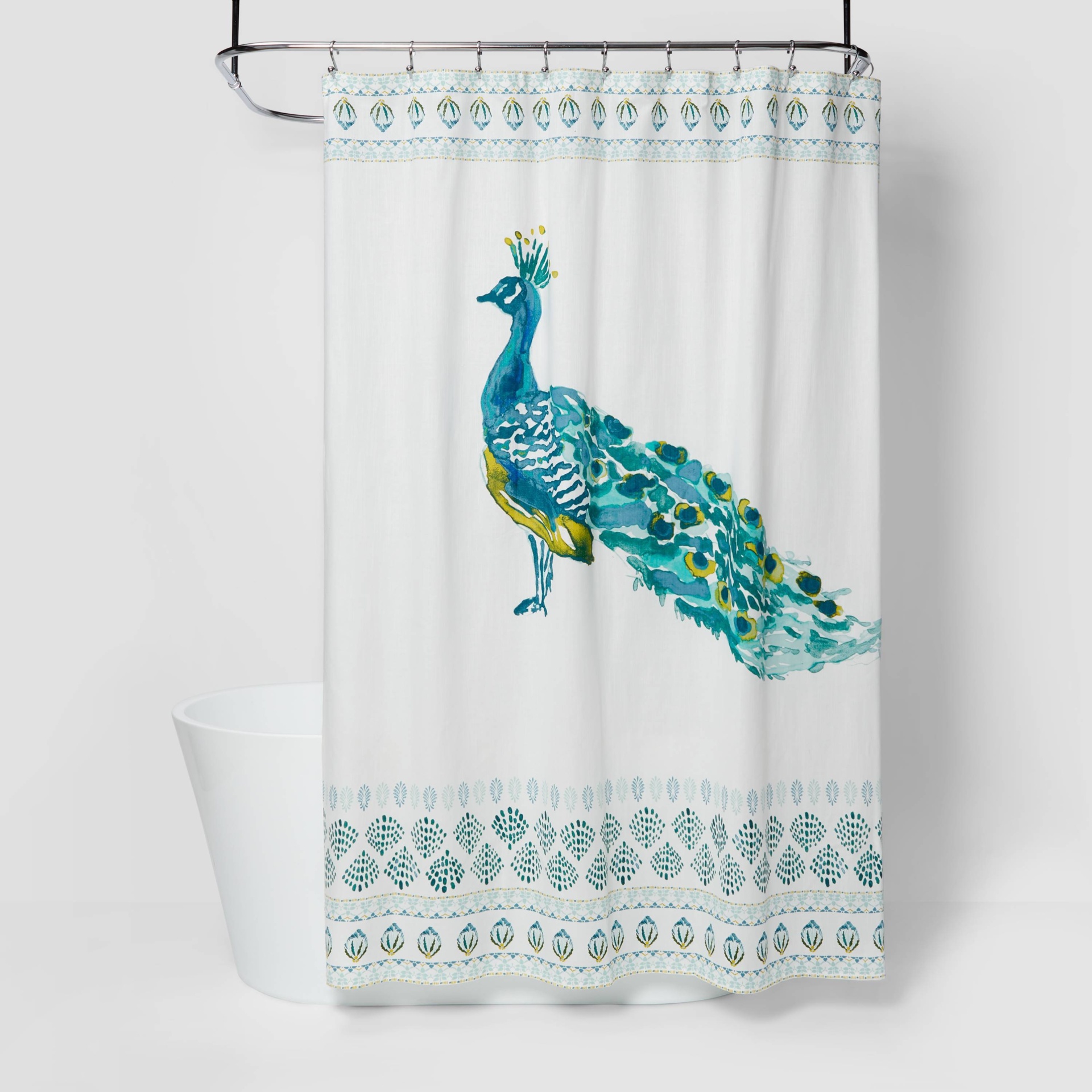 slide 1 of 5, Peacock Print Shower Curtain - Opalhouse, 1 ct