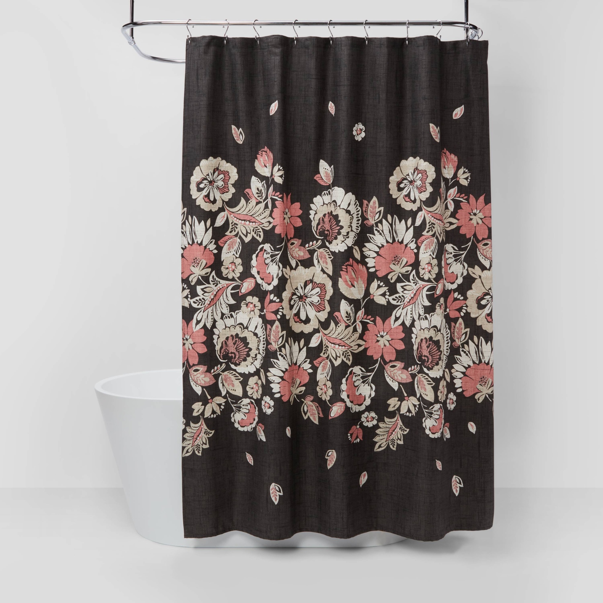 slide 1 of 4, Floral Shower Curtain - Threshold, 1 ct