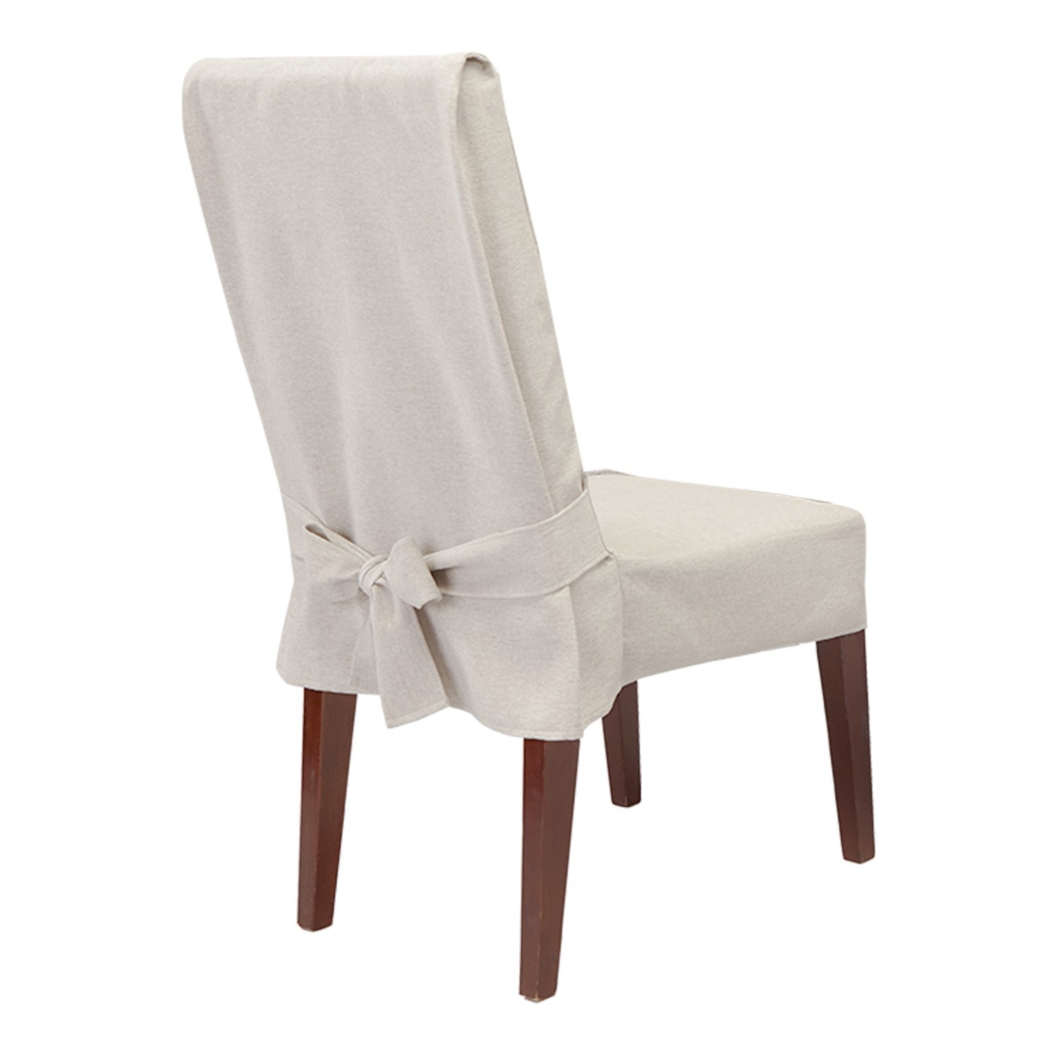 slide 1 of 3, Farmhouse Basketweave Dining Room Chair Slipcover Oatmeal - Sure Fit, 1 ct