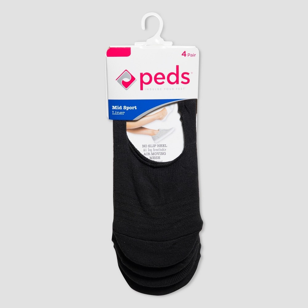 slide 2 of 3, Peds Women's 4pk Sport Cut Liner Socks - Black 5-10, 4 ct