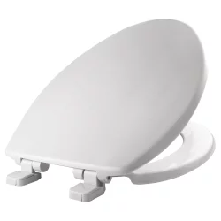 Caswell Never Loosens Elongated Plastic Toilet Seat with Slow Close Hinge White - Mayfair by Bemis
