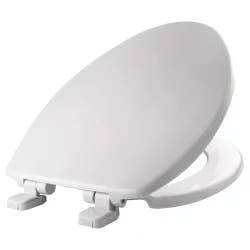 Caswell Never Loosens Elongated Plastic Toilet Seat with Slow Close Hinge White - Mayfair by Bemis