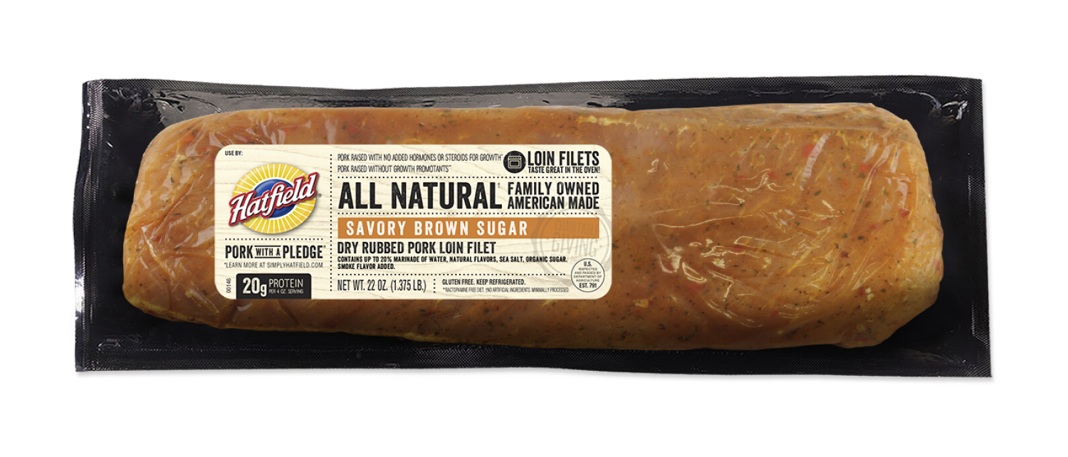slide 1 of 2, Hatfield Savory Brown Sugar Pork Loin Filet, 22 oz