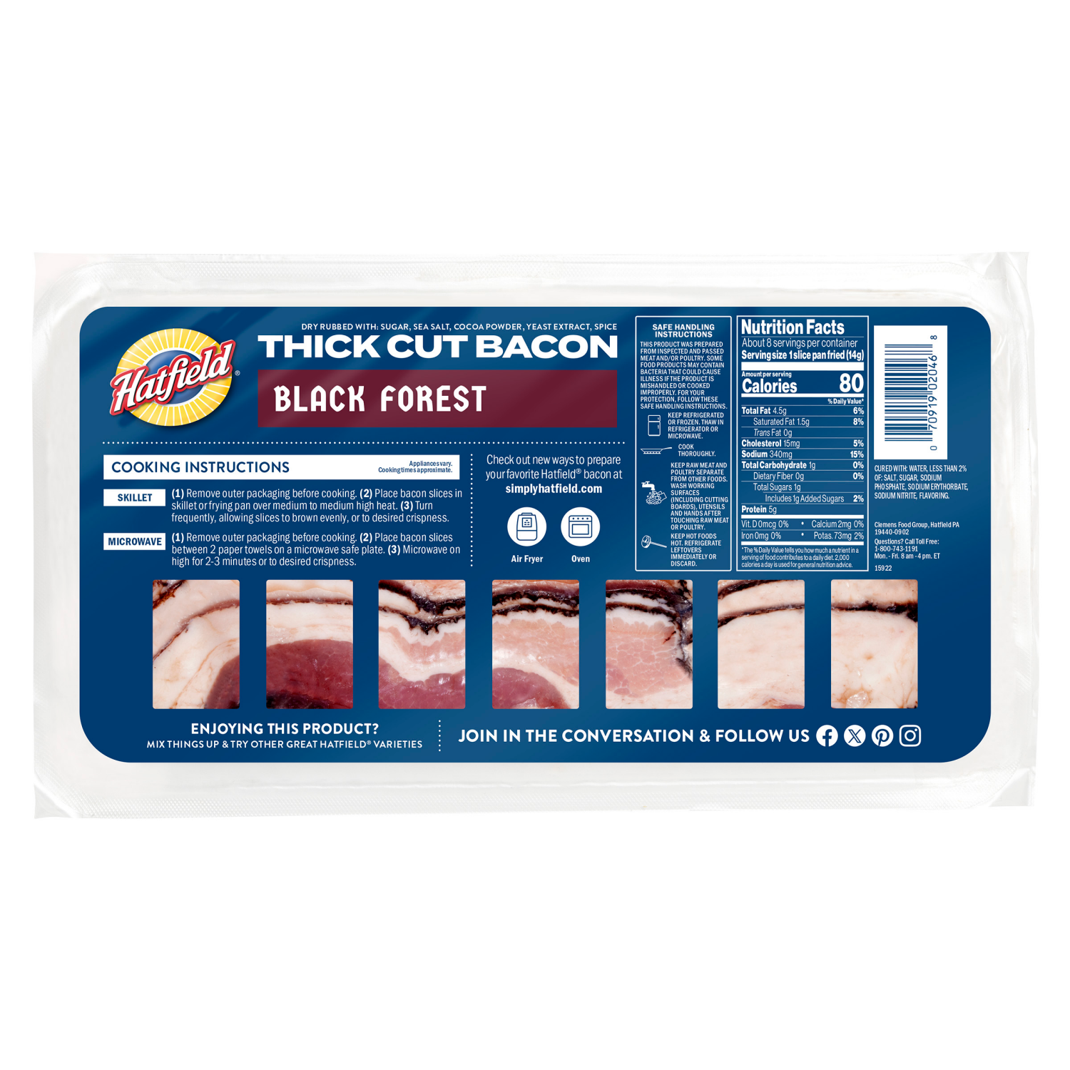 slide 2 of 2, Hatfield Black Forest Bacon, Thick Cut, 12 oz