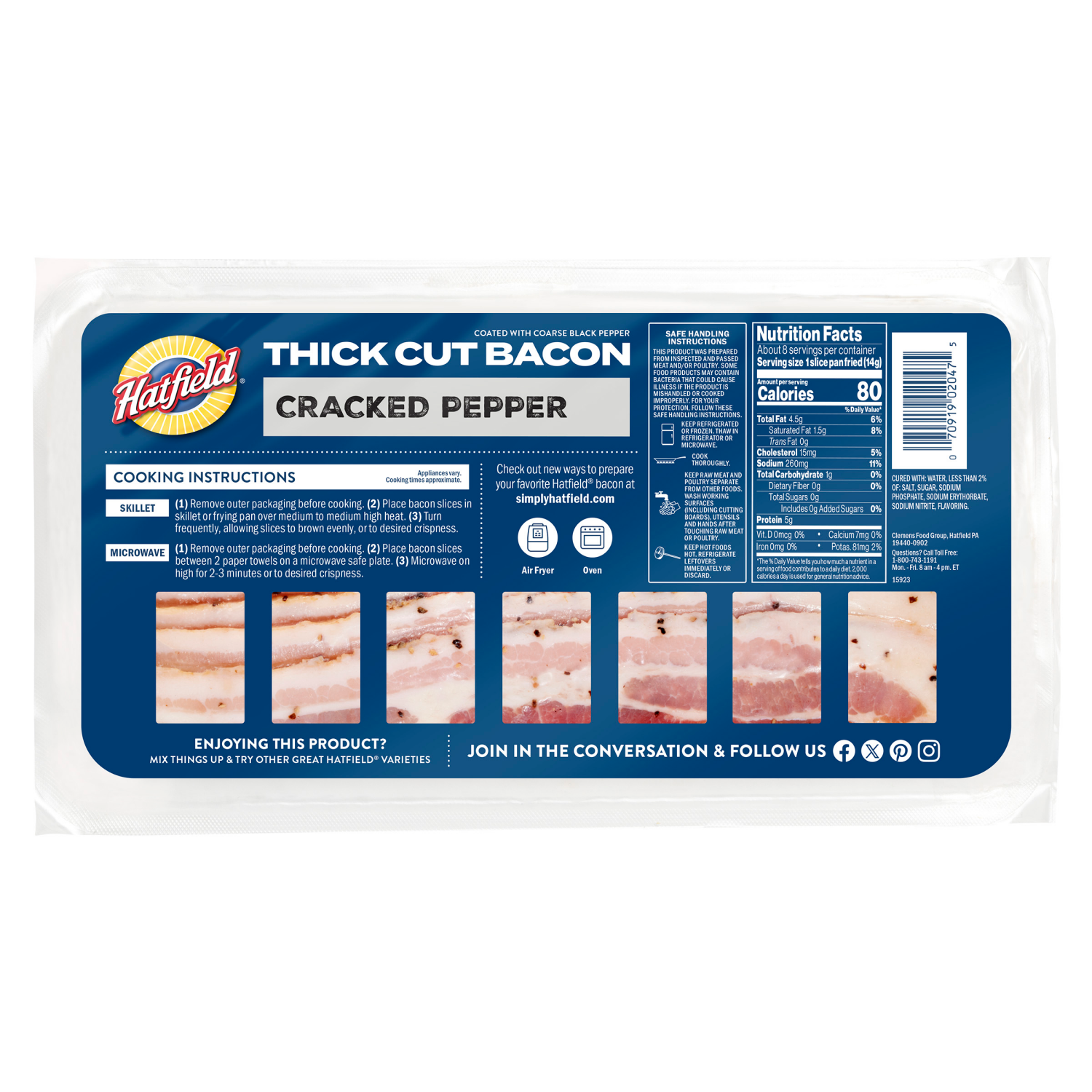 slide 2 of 2, Hatfield Cracked Pepper Bacon, Thick Cut, 12 oz