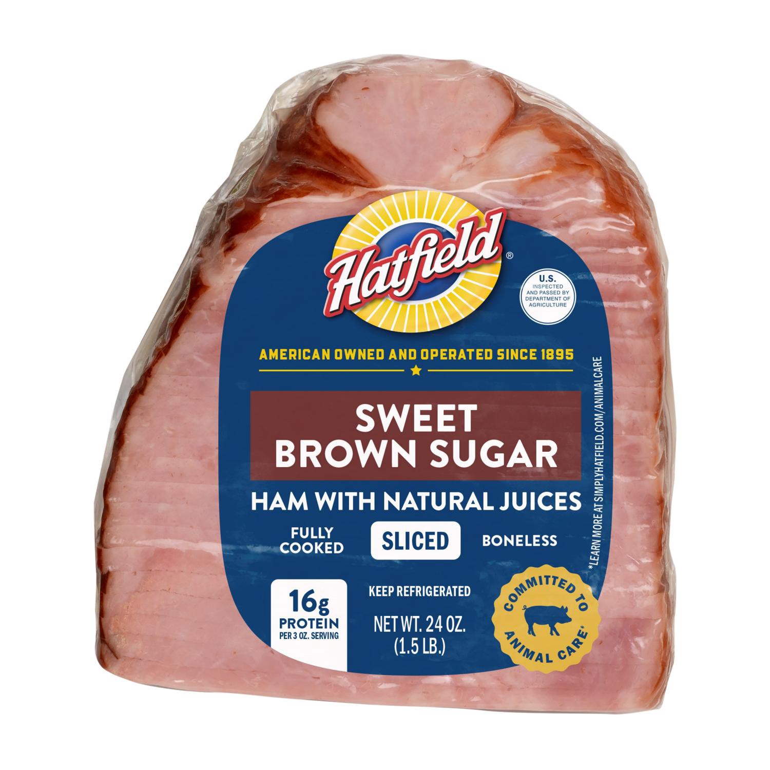 slide 1 of 3, Hatfield Boneless Pre-Sliced Brown Sugar Ham, Quarter, 24 oz
