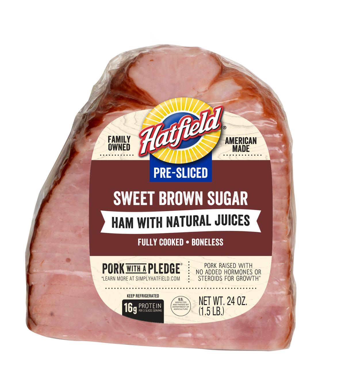 slide 1 of 9, Hatfield Boneless Pre-Sliced Brown Sugar Ham, Quarter, 1 ct